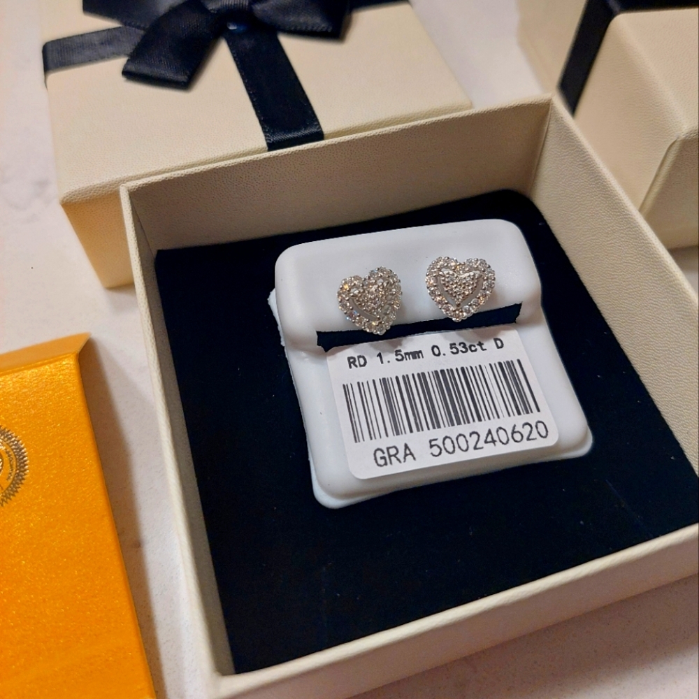 Heart Shaped VVS1 Flawless Moissanite Diamond Earrings